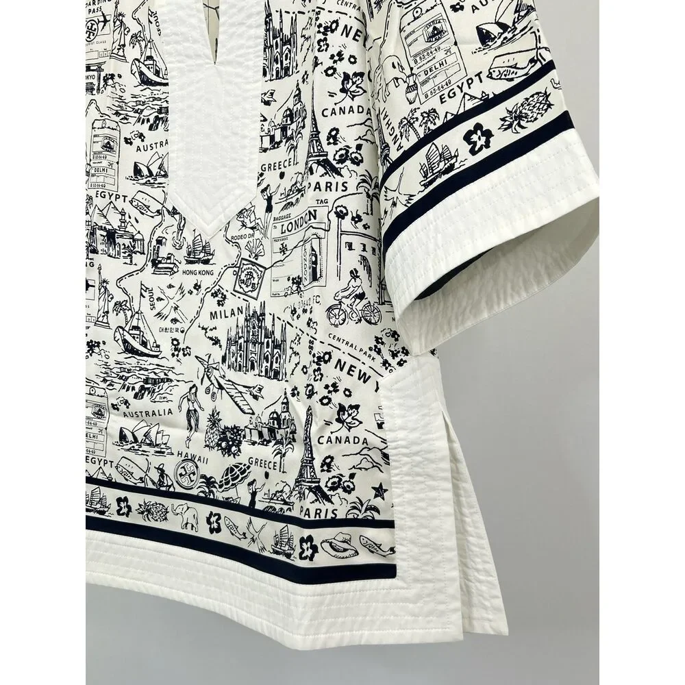 TORY BURCH Size 4 White & Black Women Tunic NWT